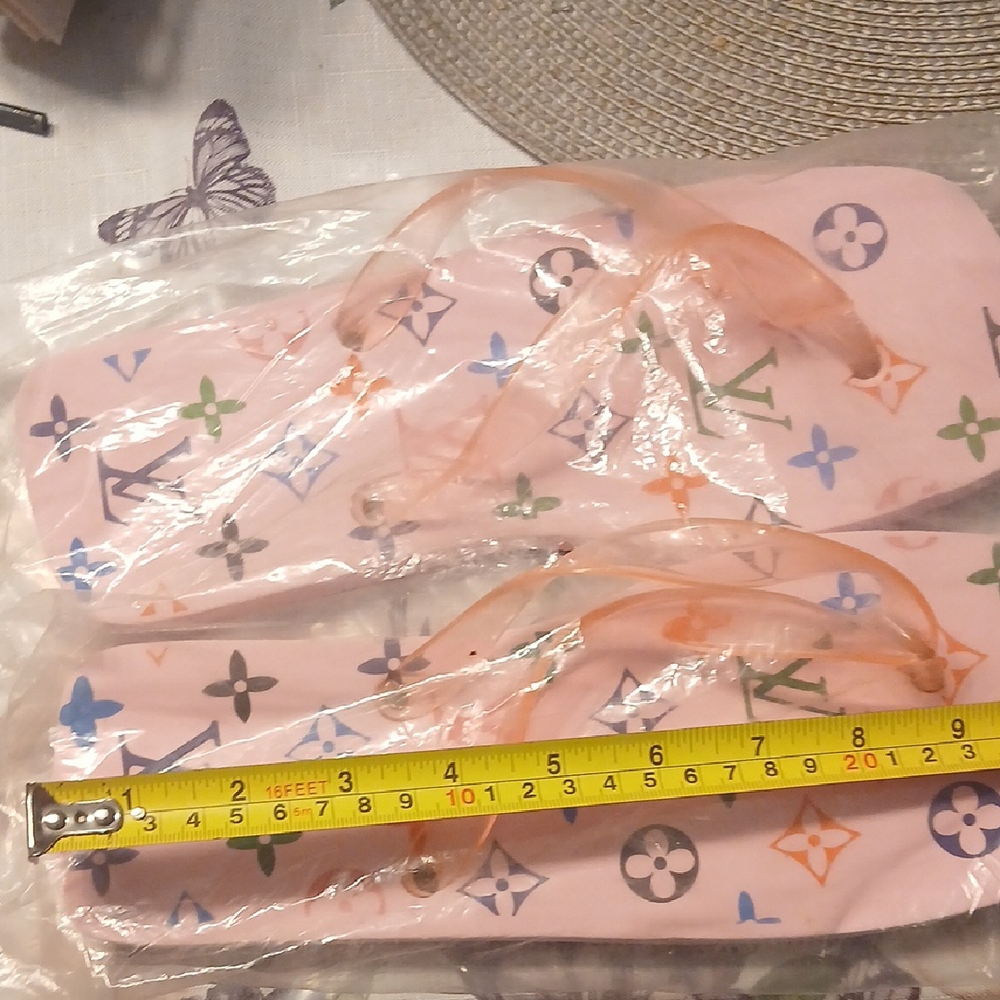 Pink Patterned Flip Flops